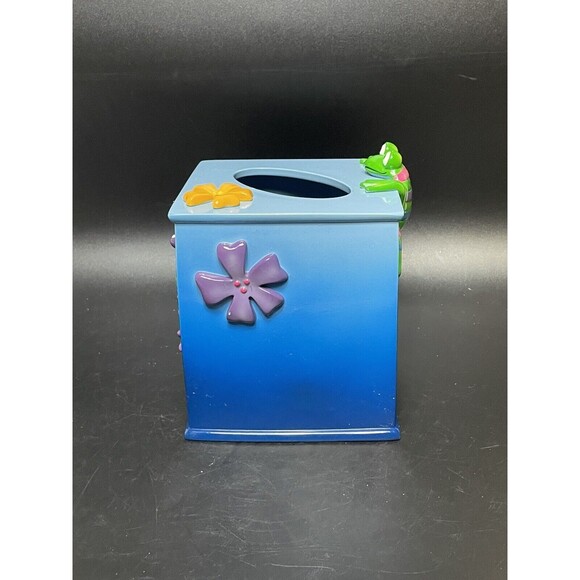 Jennifer Clark Tropical Frogs Tissue Box Holder Colorful 3D Bath Assesories - Picture 2 of 6
